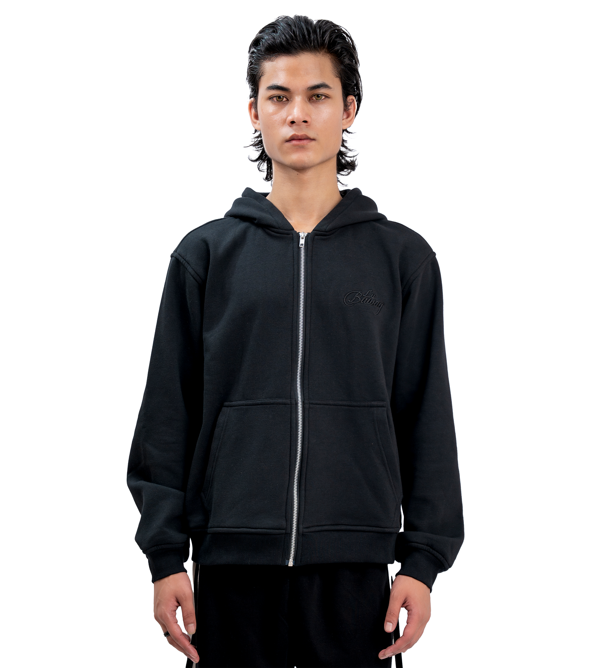 SIGNATURE BLACK ZIP-UP HOODIE