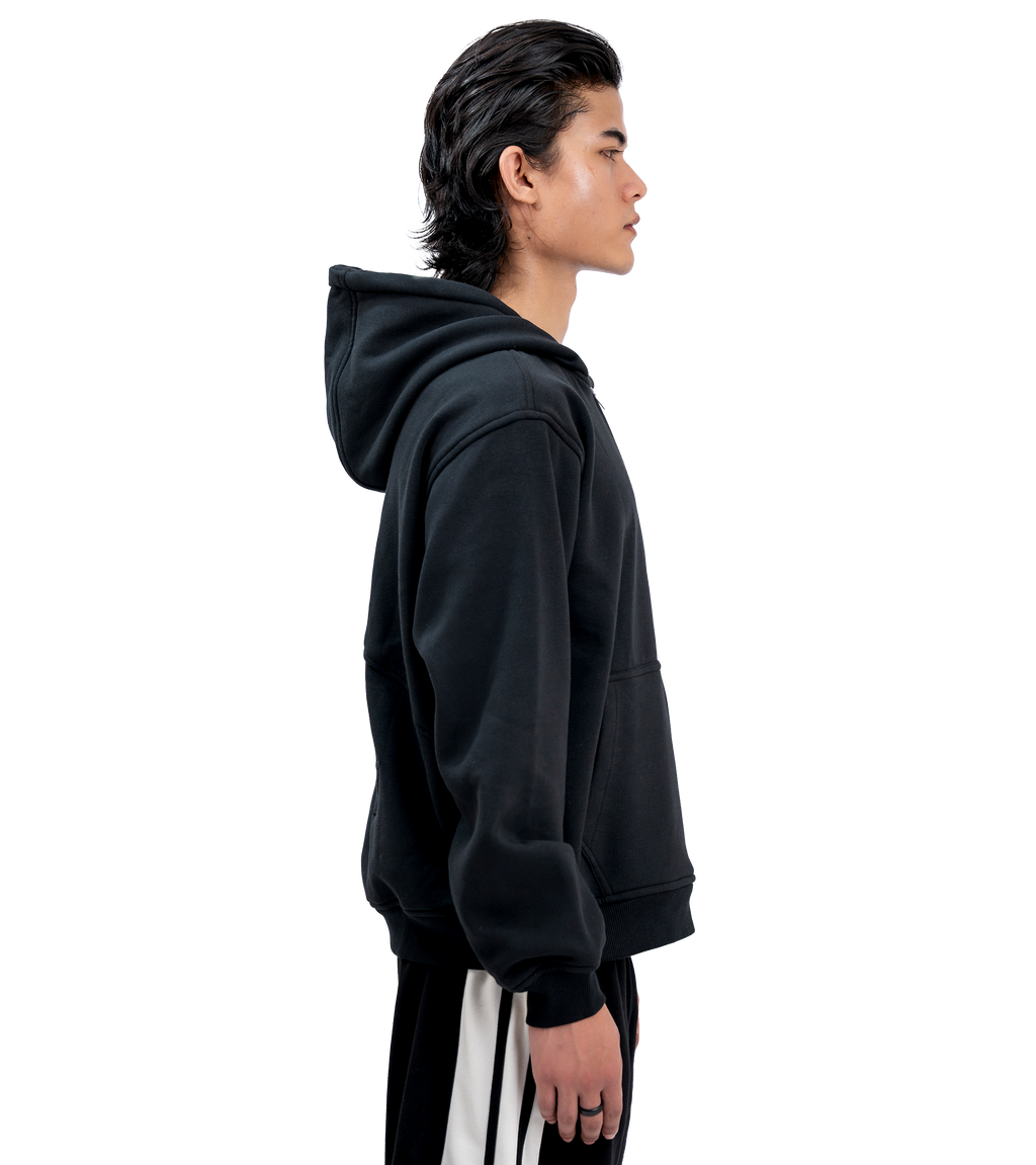 SIGNATURE BLACK ZIP-UP HOODIE