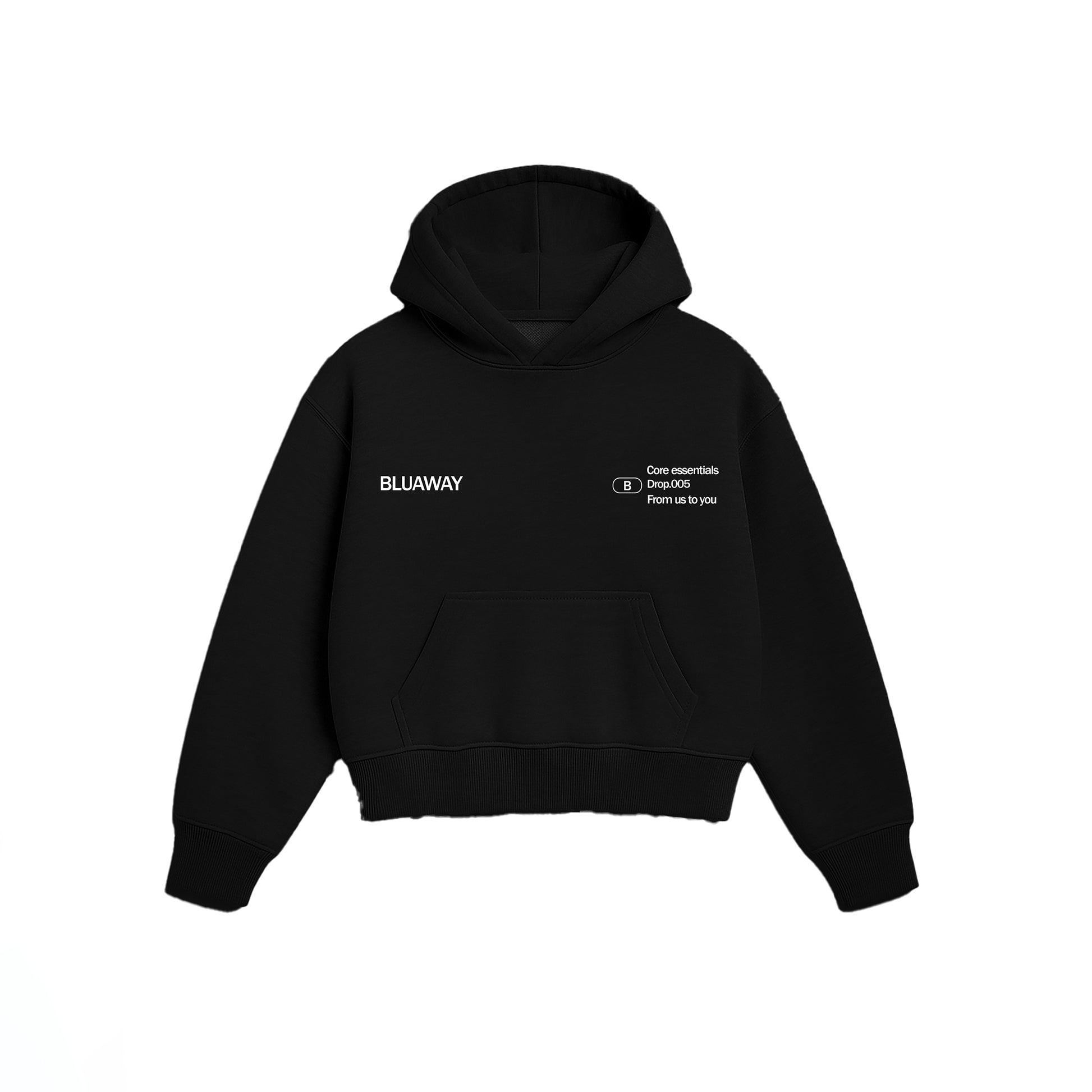 BLUAWAY CORE ESSENTIAL BLACK HOODIE