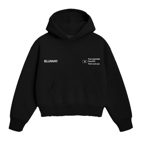 BLUAWWAY CORE ESSENTIAL BLACK HOODIE