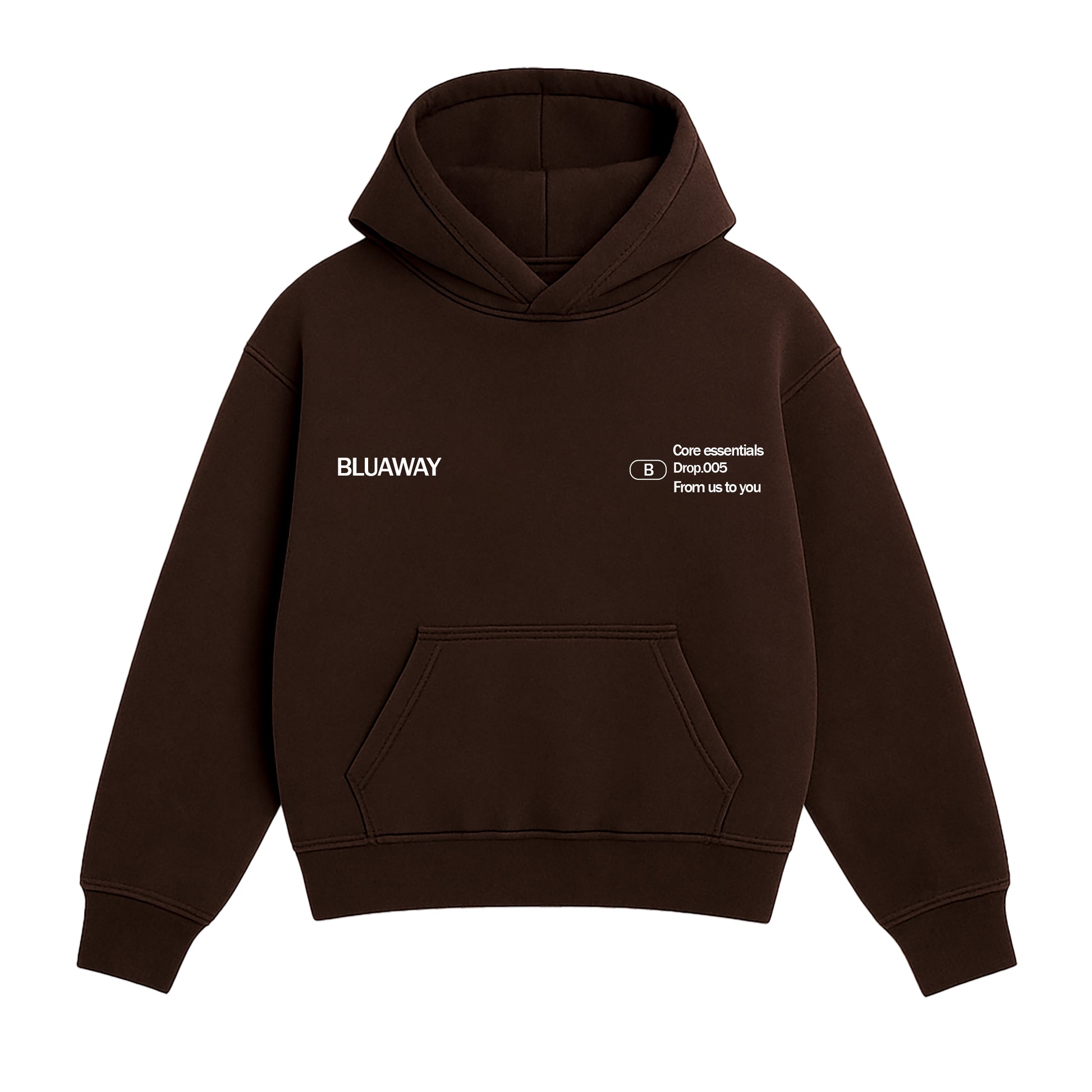 BLUAWWAY CORE ESSENTIAL BROWN HOODIE