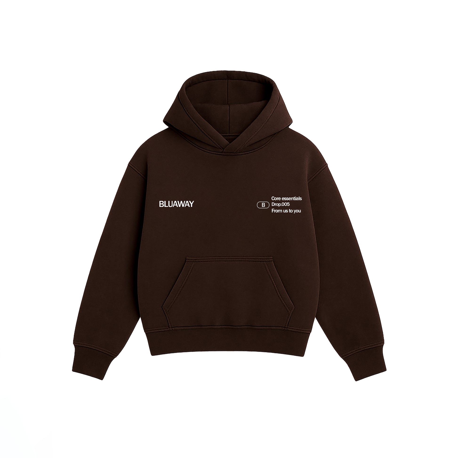BLUAWAY CORE ESSENTIAL BROWN HOODIE