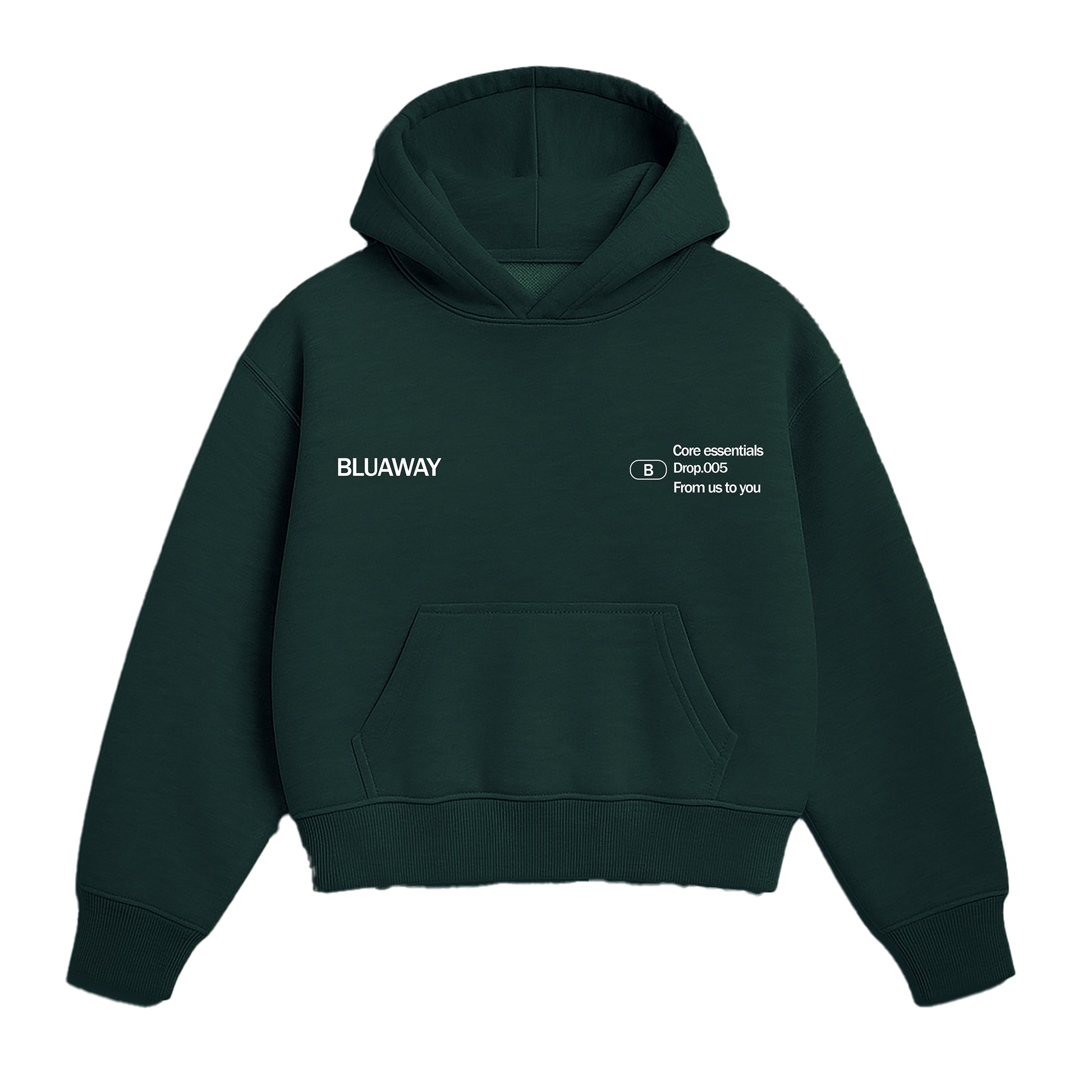 BLUAWWAY CORE ESSENTIAL GREEN HOODIE