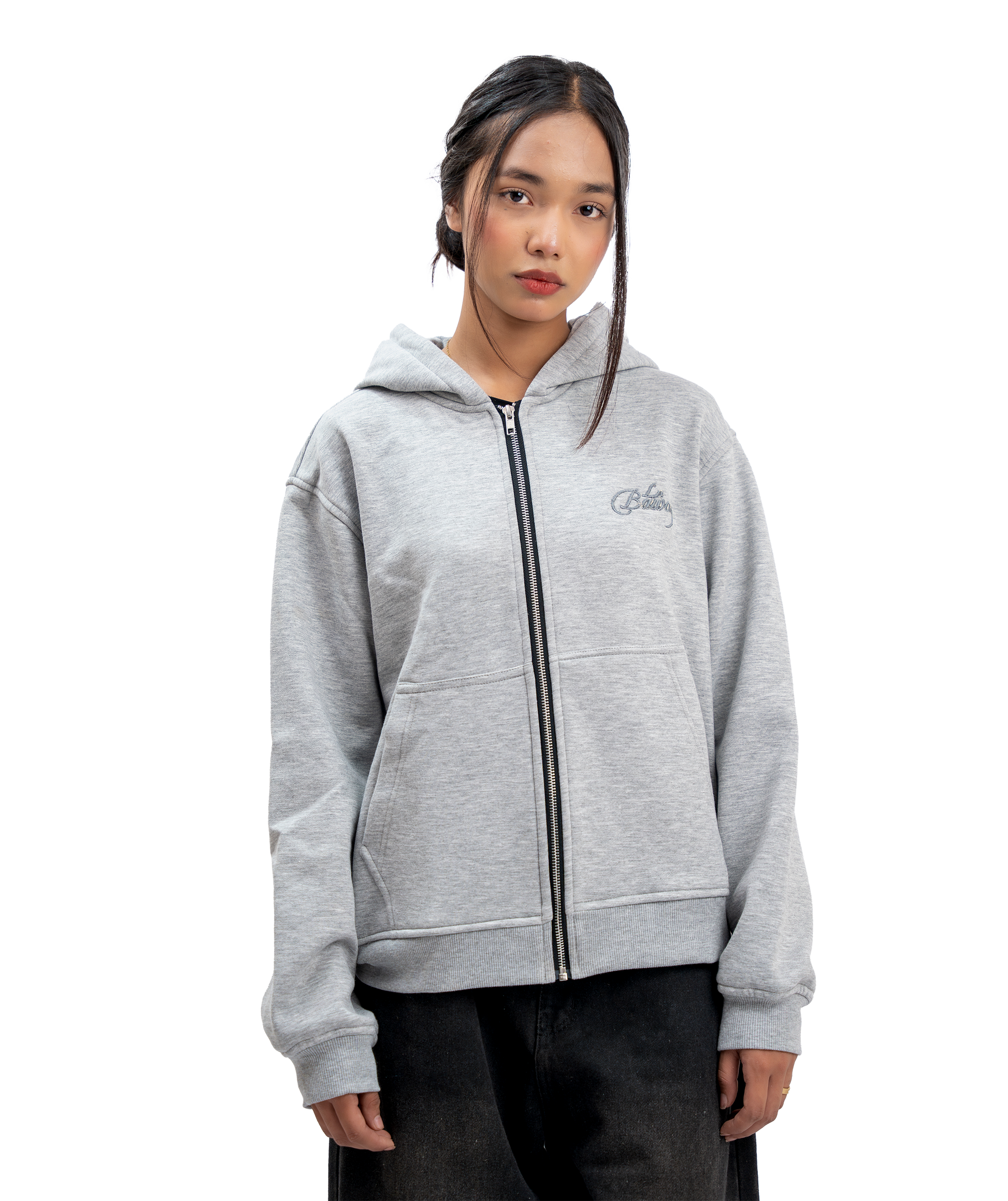 SIGNATURE GREY ZIP-UP HOODIE