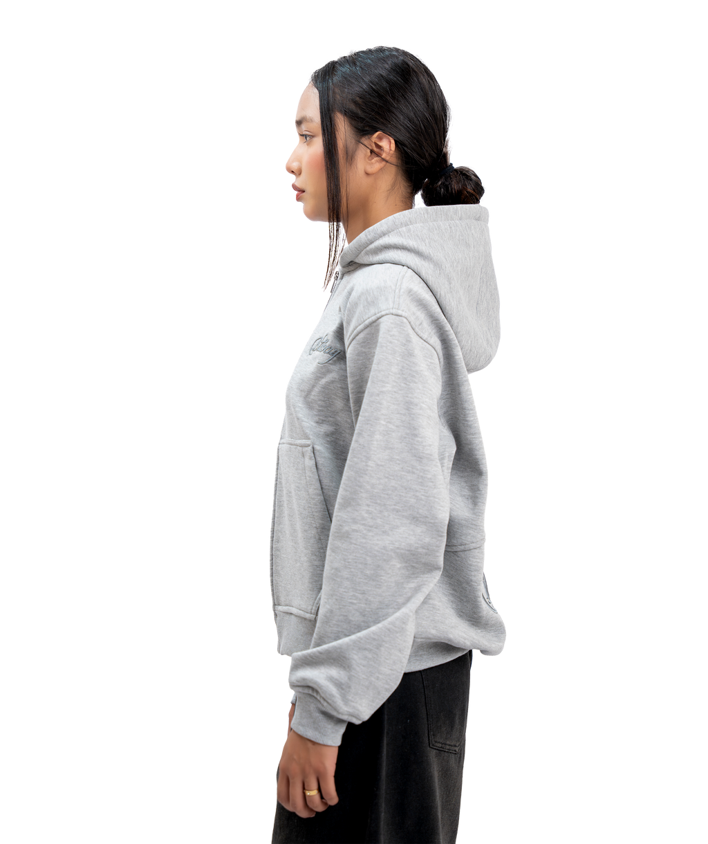 SIGNATURE GREY ZIP-UP HOODIE