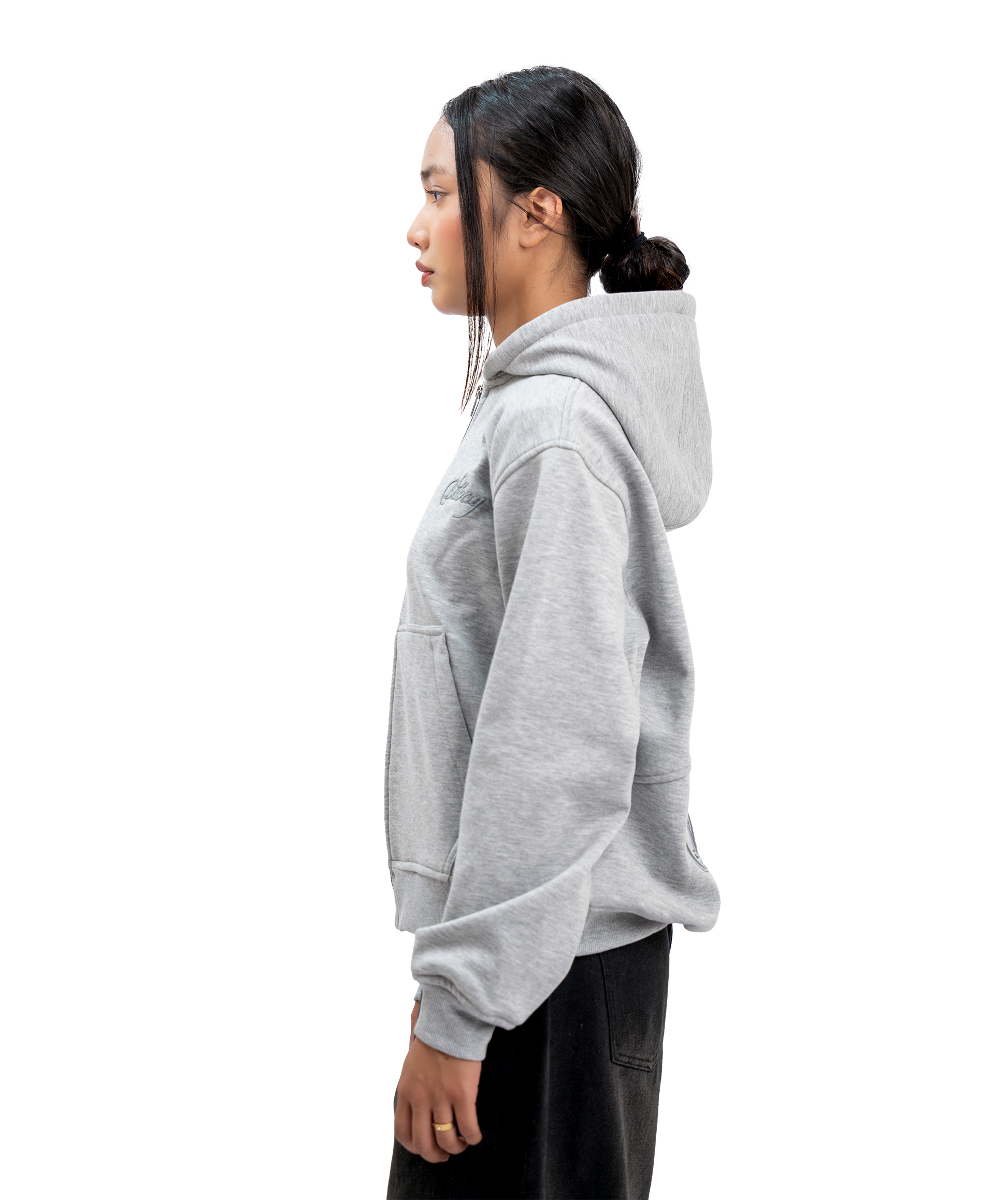 SIGNATURE GREY ZIP-UP HOODIE