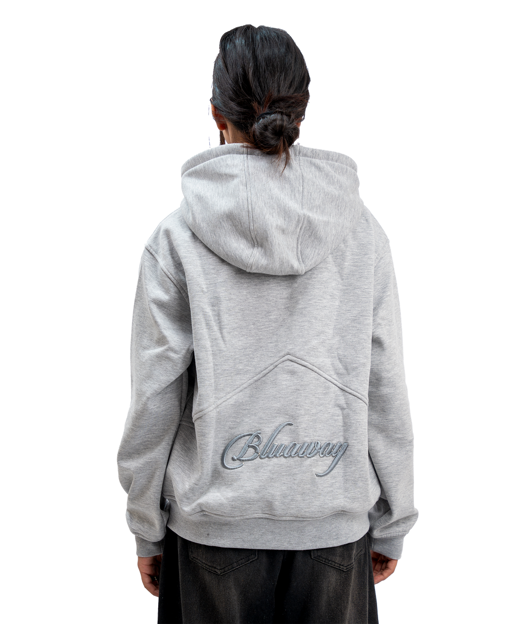 SIGNATURE GREY ZIP-UP HOODIE