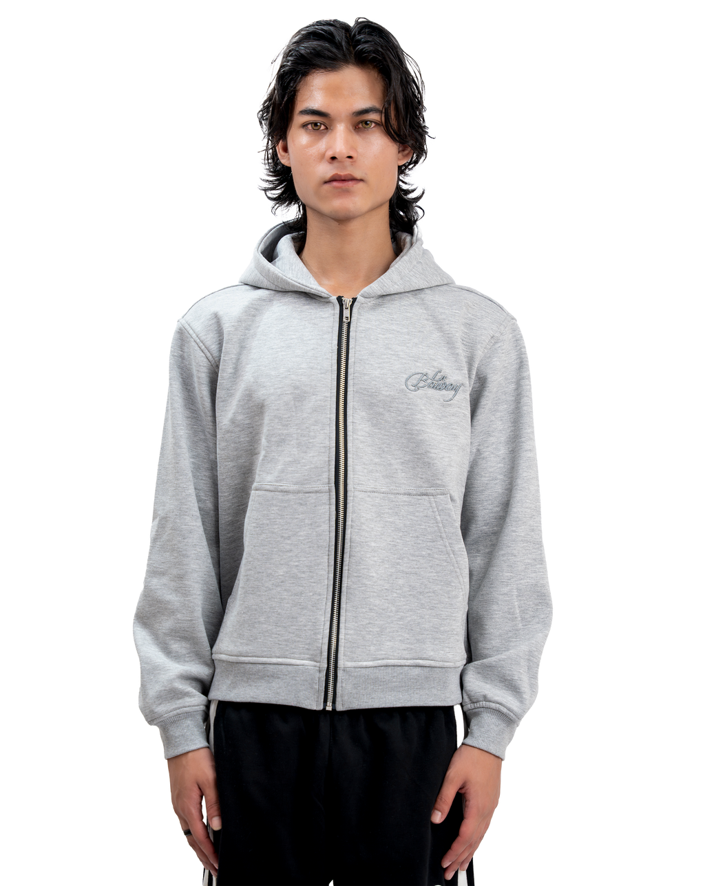 SIGNATURE GREY ZIP-UP HOODIE