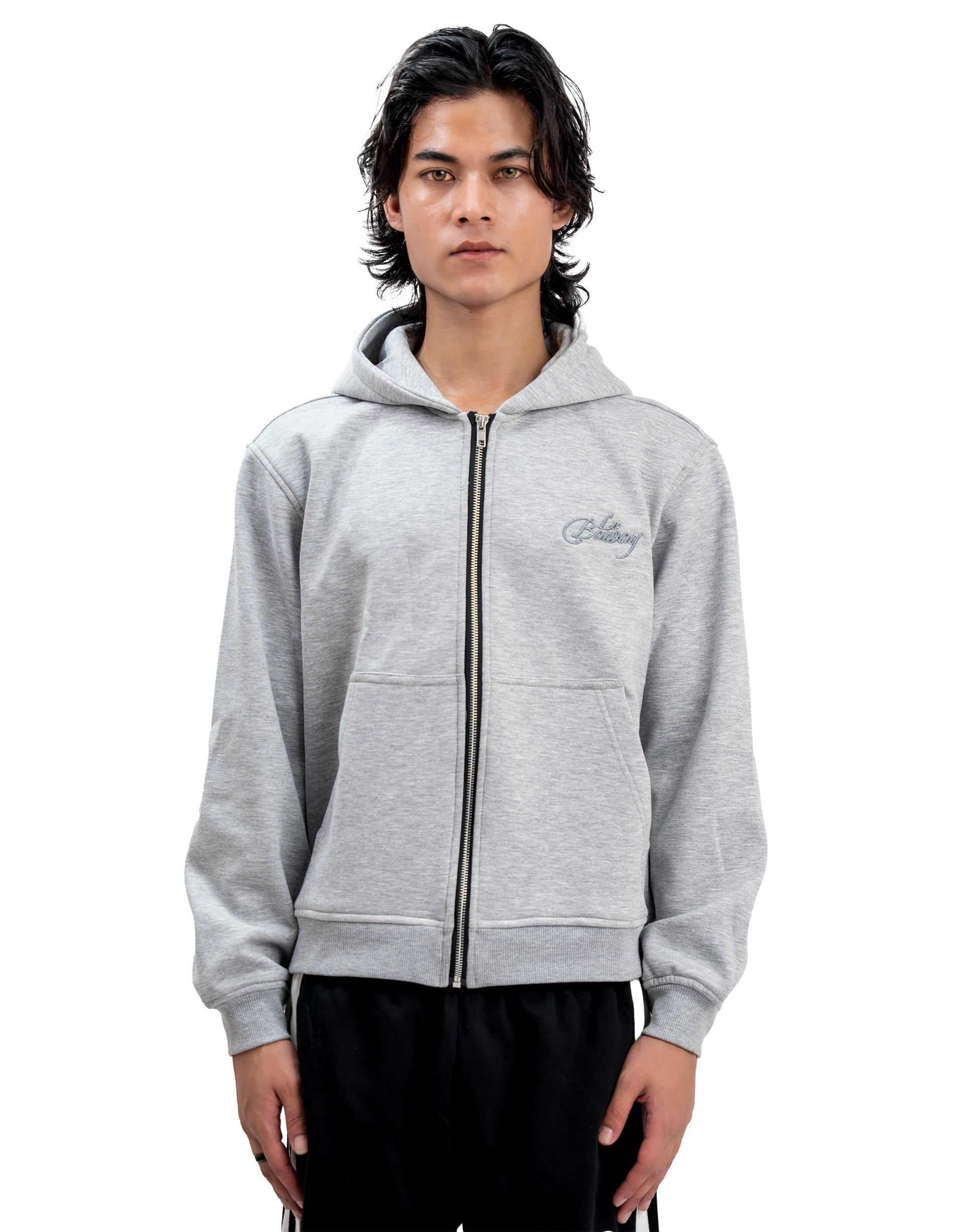 SIGNATURE GREY ZIP-UP HOODIE