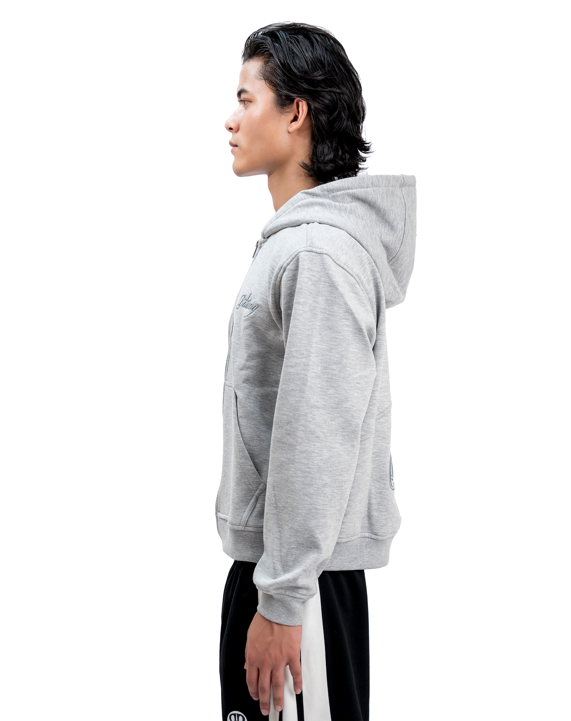 SIGNATURE GREY ZIP-UP HOODIE