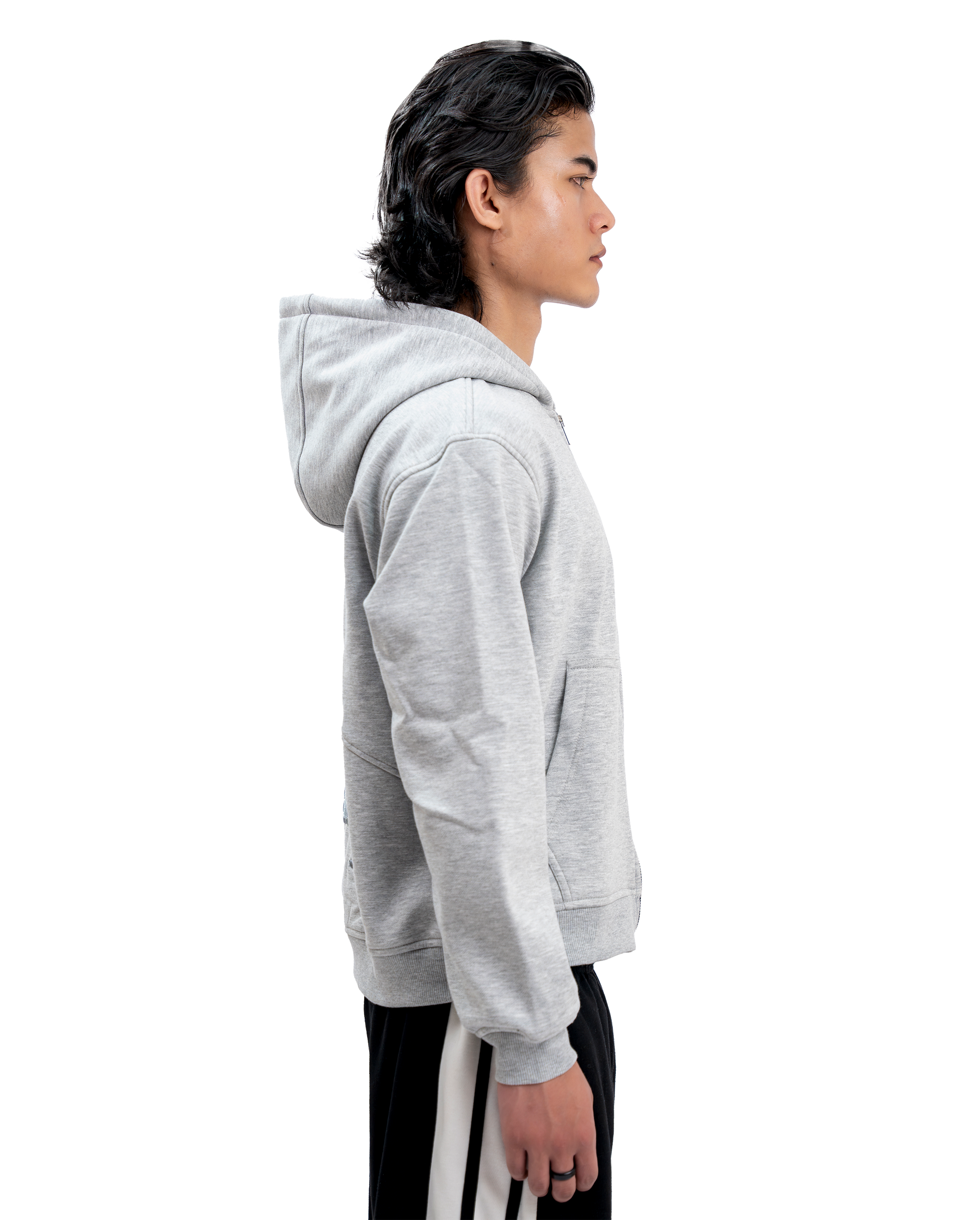 SIGNATURE GREY ZIP-UP HOODIE